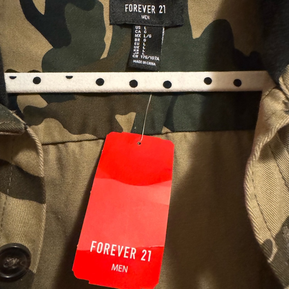 Forever 21 Men Camo Button Up Jacket Size Large - Picture 4 of 5